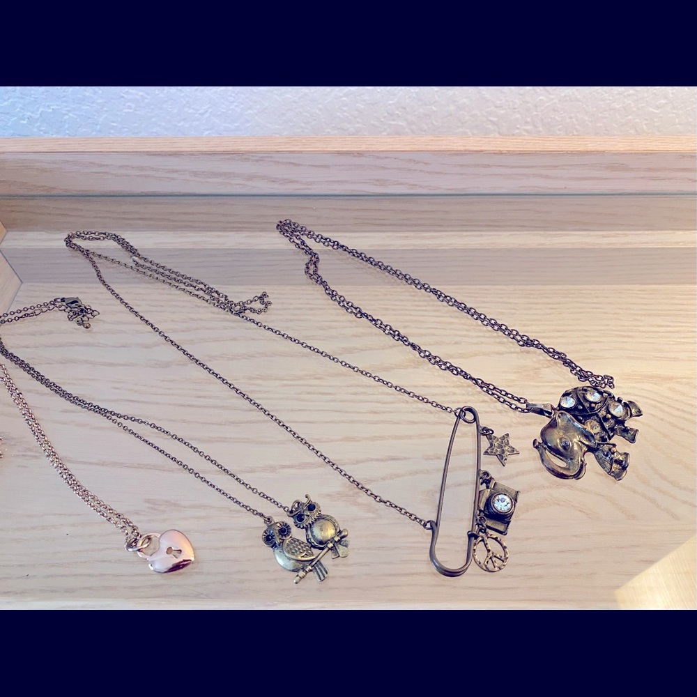 Necklace Pendants Heart, owls, elephant, camara